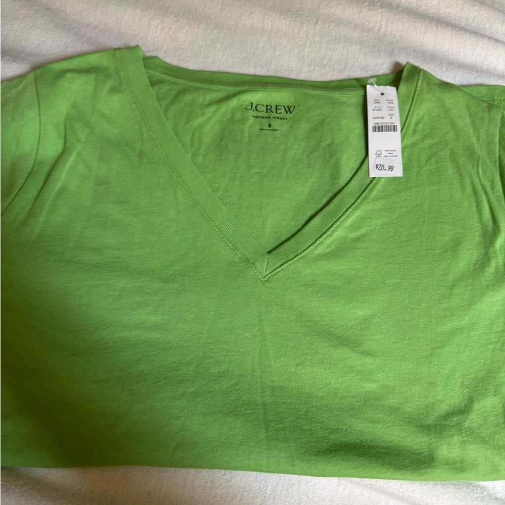 J. Crew Lime V-Neck Tee